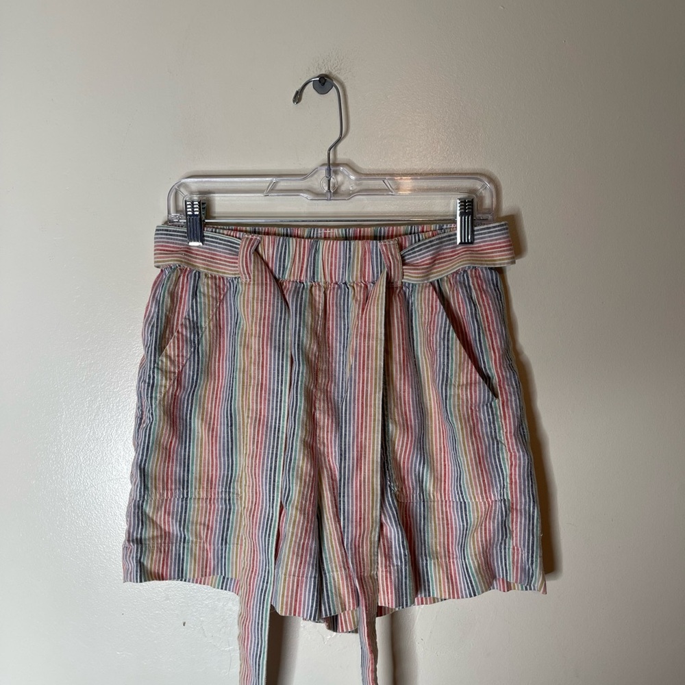 Marine layer Karleigh belted rainbow shorts size medium women’s hemp blend